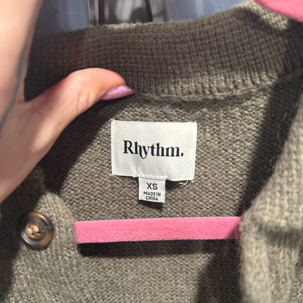 Rhythm Olive Cardigan Sweater - Picture 2 of 4